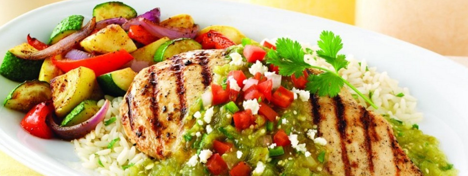 Grilled Chicken Breast, Steamed vegetables, lettuce and avocado